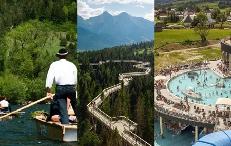 From Krakow: Dunajec Rafting, Treetop Walk & Thermal Baths