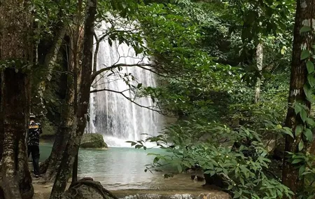Erawan Waterfall and Bridge over the River Kwai