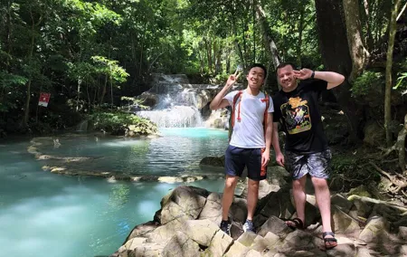 Private Full Day Exclusive Erawan Waterfall Bamboo Rafting Tour
