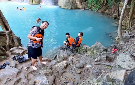 Floating and Railway Markets and Erawan Waterfall (Group Tour)