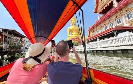 Bangkok Longtail boat Wat Pak Nam, Artist House, Flower Market