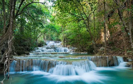 Damneon Saduak Floating Market & Erawan Waterfall from Bangkok