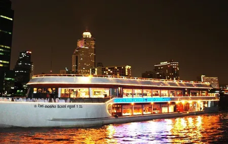 White Orchid Dinner Cruise at Bangkok with Pickup & Live Music