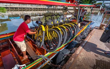 Small Group Half Day Guided Boat and Bike Tour in Bangkok