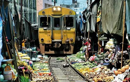 Maeklong Railway Market and Biking in the Village