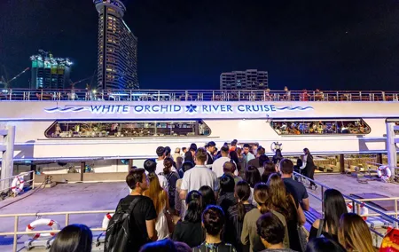 White Orchid Dinner Cruise from Bangkok with Pickup & Live Music