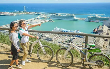 Barcelona E-Bike, Cable Car & Boat
