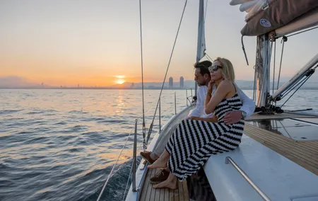 Sunset On A Luxury Sailboat From Port Olimpic