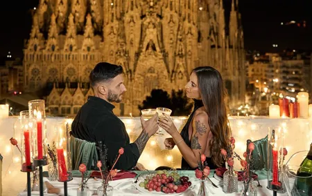 Romantic dates and proposals with a view of the Sagrada Familia.