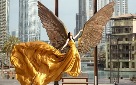 Dubai Burj Khalifa Flying Dress Photoshoot
