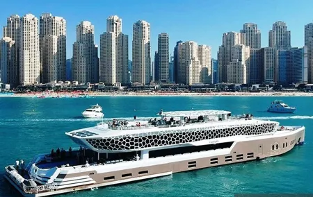 Lotus Mega Yacht Breathtaking Dinner 3-Hour Cruise With Pickup & Drop off