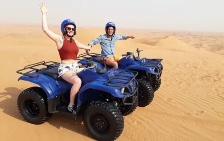 Self Drive Quad Bike in Open Desert With Sand Boarding and Camels