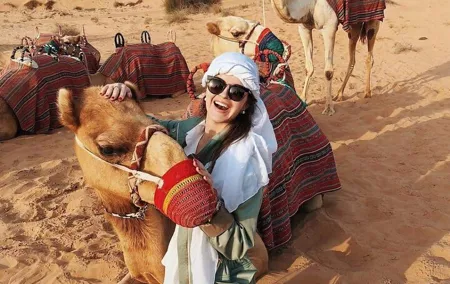 Enjoy Dubai Beautiful Desert Hot Air Ballon&Falcon Show and Camel