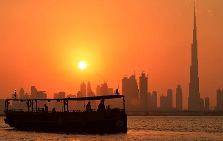 Sunset in Dubai - 60 Mins Abra (traditional wooden boat) Tour