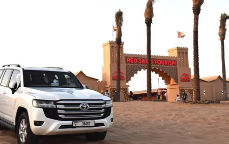 Experience the Desert Safari BBQ, Dinner Camel Ride Sandboarding