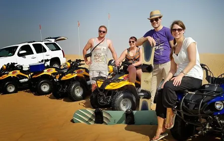 Dubai Desert Morning Tour in 4WD Vehicle: Camel Ride, Quad Bike Tour, Sandboarding, and Camel Farm