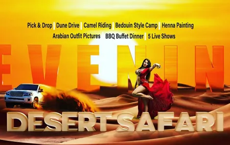 Desert Safari Dubai ,VIP Sitting, Live BBQ & Camel Ride