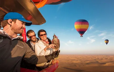 Dubai Desert By Hot Air Balloon With Falcon Show and Camel