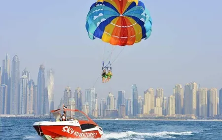 Get a Bird's Eye View of the Famous Dubai Marina Skyline with Parasailing
