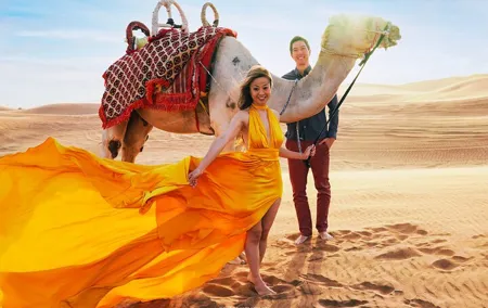 Dubai Flying Dress Photo and Video shoot in Desert