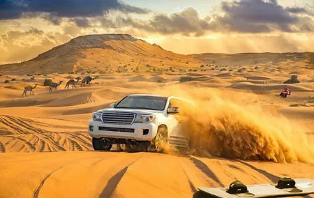 Dubai Premium Desert Safari: Dune Bashing,Camel Ride,Shows & BBQ