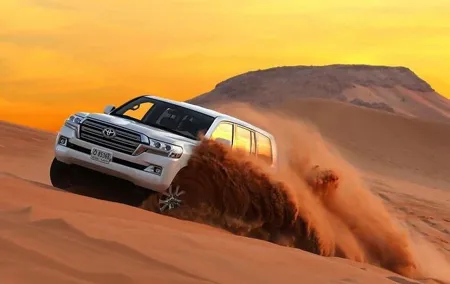 Dubai Desert Safari Adventure, Camel Ride, Sand surf, BBQ Dinner
