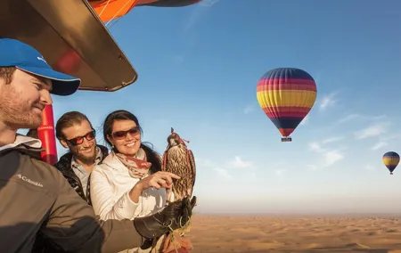 Dubai Beautiful Desert By Hot Air Balloon With Falcon Show and Camel
