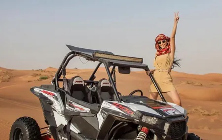 Premium Desert safari With Dune buggy camel ride BBQ dinner
