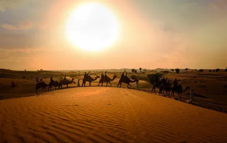 Dubai Sunset Camel Trekking With BBQ Dinner