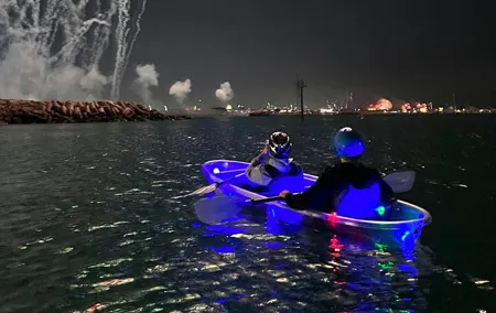 Night kayaking in Dubai with Burj Khalifa views