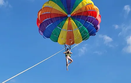 Parasailing High Above The Beautiful Patong Bay