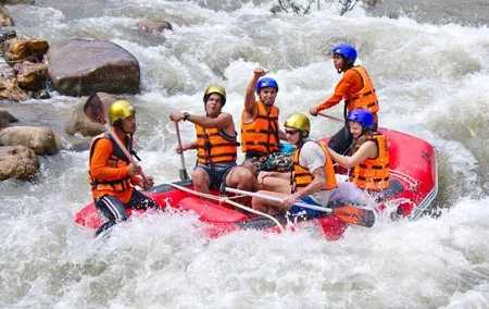 Phuket Adventure Day Tour for Rafting 7 Km., Zipline, Waterfall and Lunch