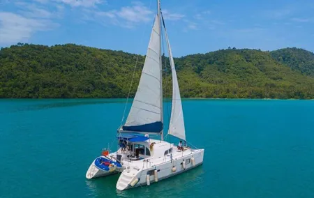 Coral Racha Sunset by Sailing Catamaran