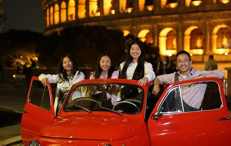Explore Night Life in Rome with A Vintage Car Fiat 500