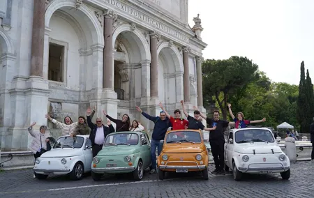 Rome Photography service with fiat 500 vintage car