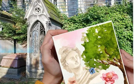 Père Lachaise Cemetery Art: Watercolor Postcard Workshop in Paris