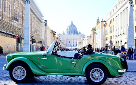 Rome Panoramic Tour by Vintage Classic Cabriolet Car or Vintage Minibus