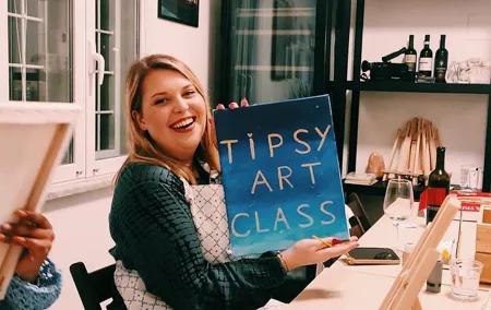 Paint and Free Flowing Wine Art Class in Rome