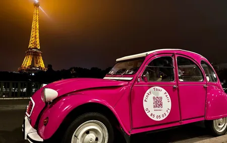 3H Champagne Tour Through Paris by Night in a Pink Citroën 2CV