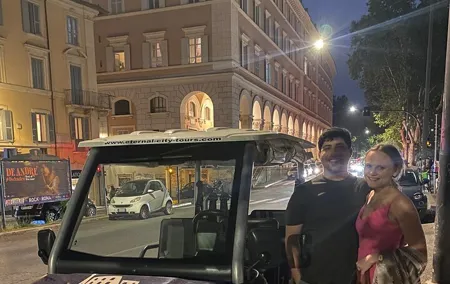 Nightscape Elegance: Rome After Dark with Golf Cart