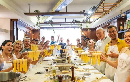 Florence: Flambé Cheese Wheel Truffle Pasta Class & Tiramisù