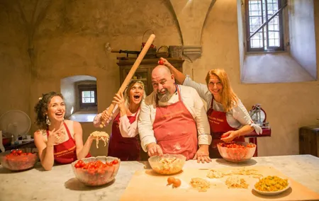 Small Group Pasta Making Class Wine Tasting in a Tuscan Castle