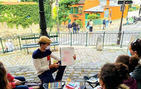 Drawing workshop / creative notebook during an unusual walk in Montmartre