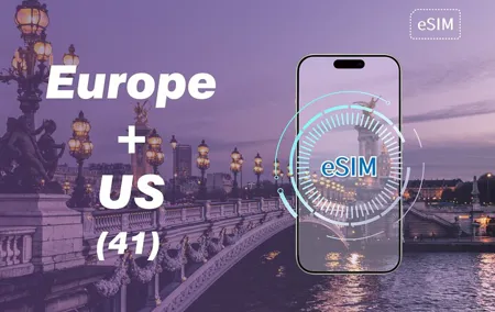 eSIM in Europe 41Countries for 3 to 30 Days with 3GB to Unlimited
