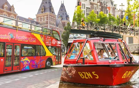 Amsterdam Hop-On Hop-Off 24h or 48h Bus and Boat Option