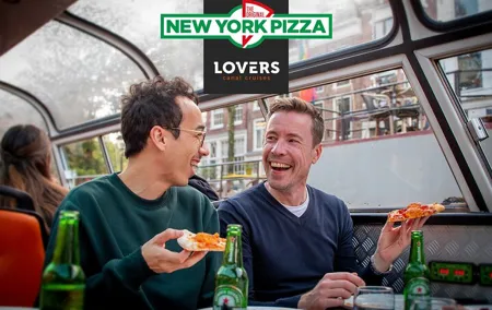 Amsterdam Guided Cruise with New York Pizza, Drinks and Ice Cream