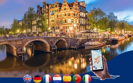 Amsterdam Center: City Walk Audio Guide in 7 Languages on Phone