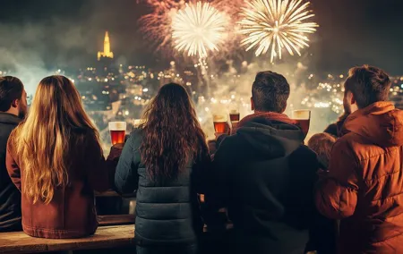 New Years Eve with Fireworks in Prague Art district
