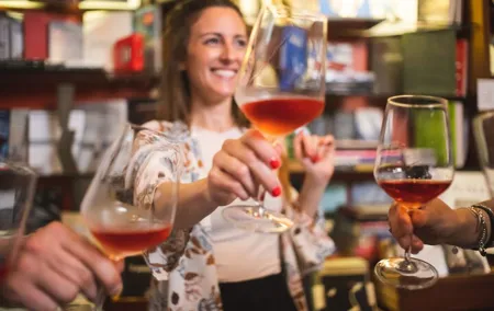 Natural wine & Veggy food pairing in a bookstore in Florence