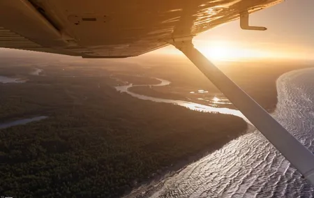 Airplane flight over Riga or Latvia